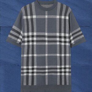 Burberry Men's Grey Knit Polo Short Sleeve T-Shirt